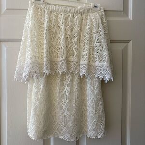 White Lace Strapless Dress